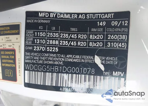 2013 Mercedes-Benz Glk 350 z USA, uszkodzony, nr VIN WDCGG5HB1DG001078